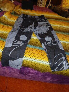 Womens Plus Unknown Wide Leg Cat Kitty Black & Gray Pockets Leisure Pants 3x